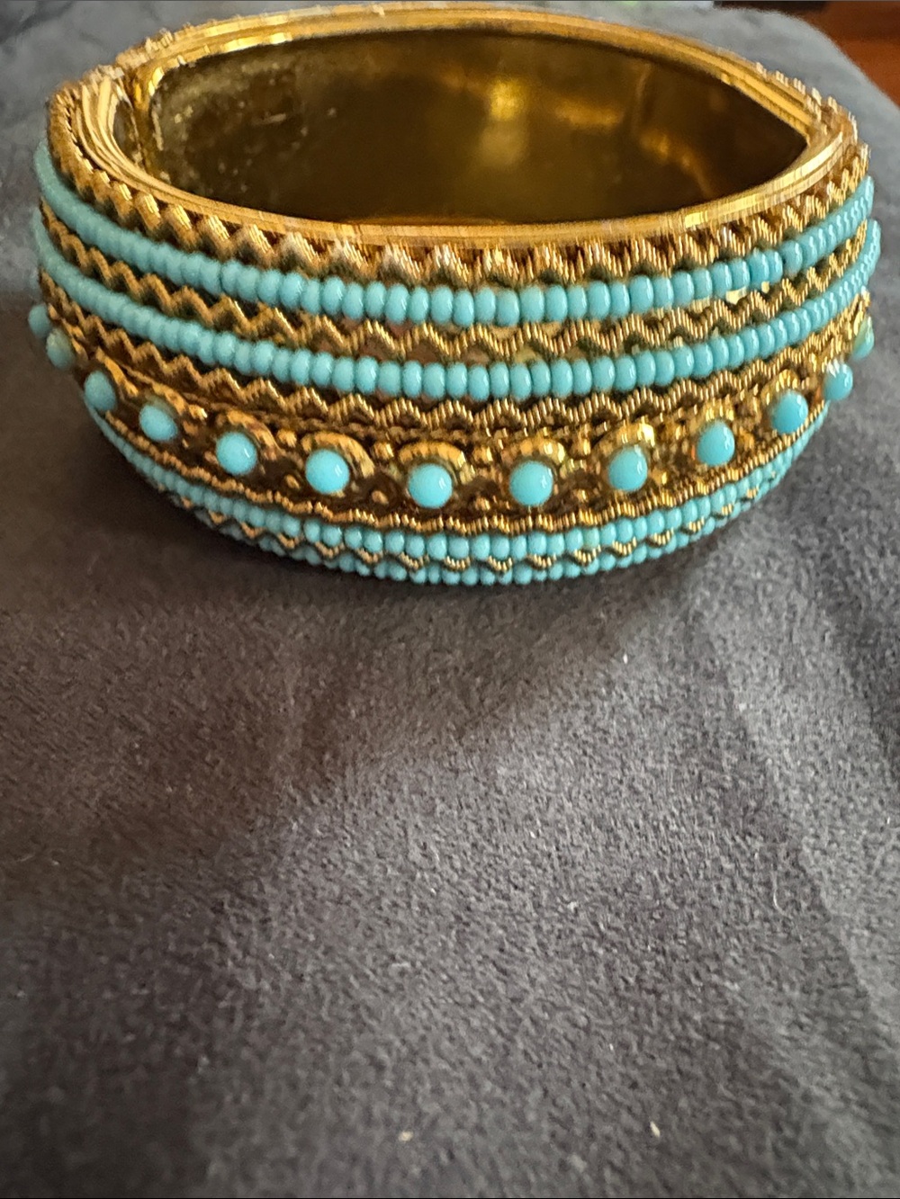 Gold-Tone Bracelet with Turquoise Bead Detailing